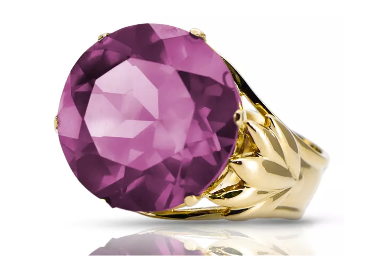 8K κίτρινο χρυσό Amethyst Ring Vintage vrc029x-am Art Deco
